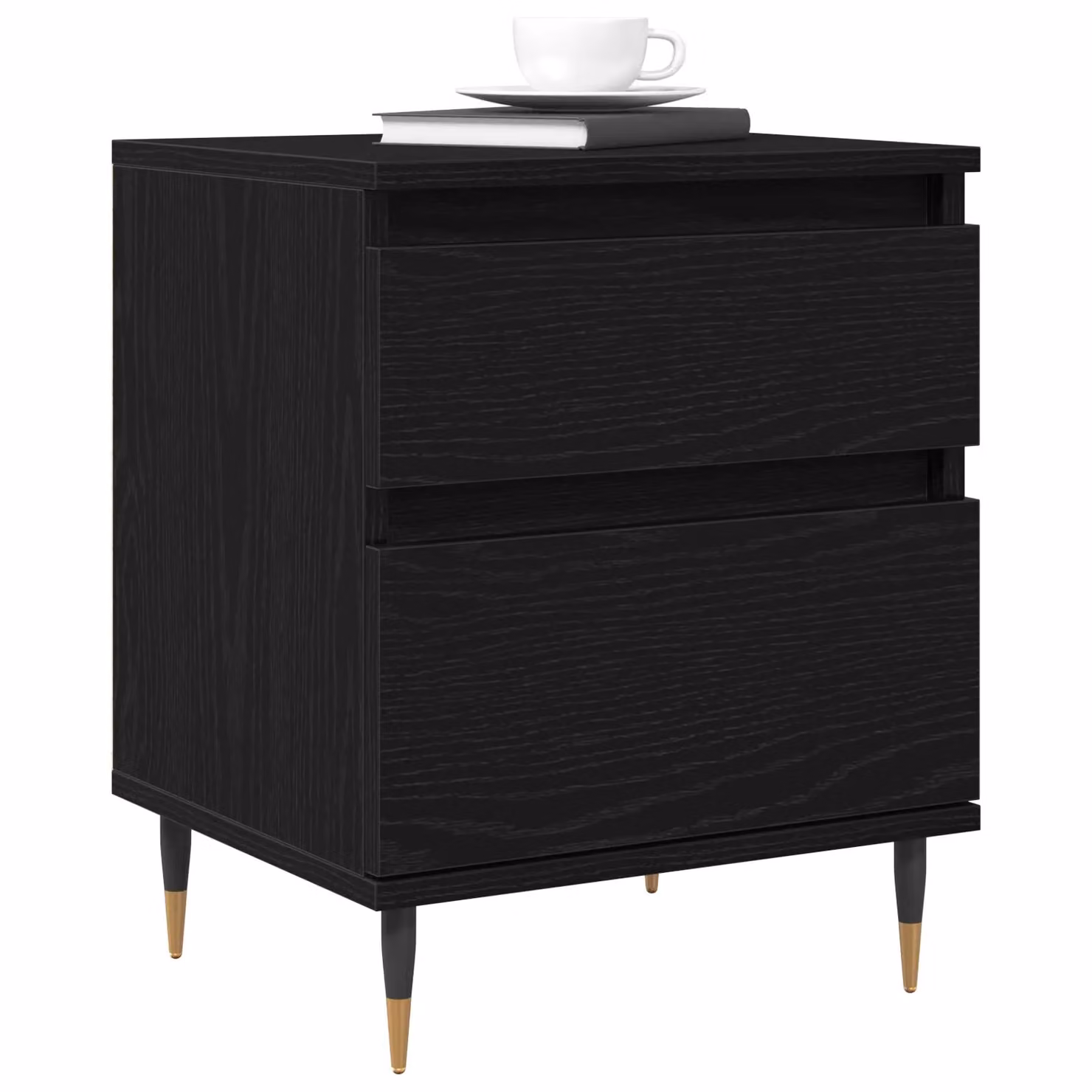 Berkfield Home Set of 2 Black Oak Bedside Cabinets, W/D/H: 40 x 35 x 50 cm – 2