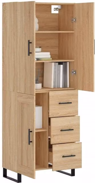 Berkfield Home Sonoma Oak Highboard in Light Brown, W/D/H: 69.5 x 34 x 180 cm – 1