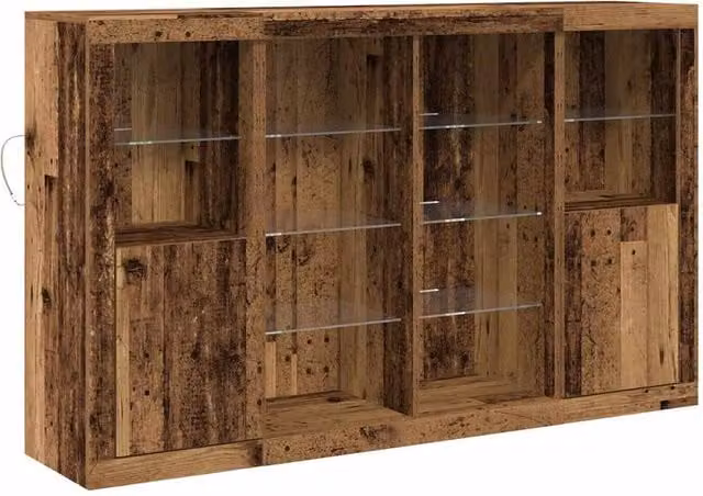Berkfield Home Rustic Brown Sideboard with Integrated LED Lights, W/D/H: 163 x 37 x 100 cm – 1
