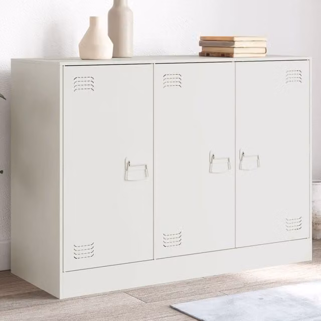 Berkfield Home White Steel Sideboard, W/D/H: 99 x 39 x 73 cm