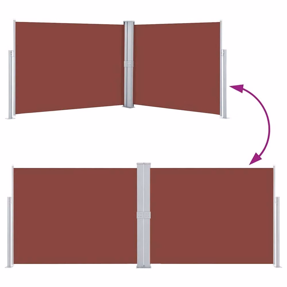 Berkfield Home Retractable Side Awning in Brown and Burgundy, W/H: 1000 x 140 cm – 3