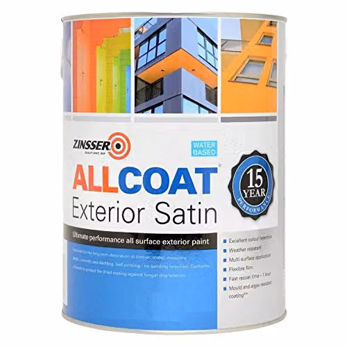 Zinsser Allcoat Exterior WB Water Based Satin Paint, Anthracite Grey (RAL 7016), 1 litre