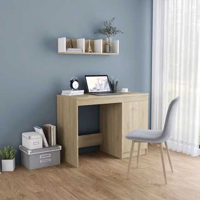 Berkfield Home Writing Desk in Sonoma Oak Brown, W/D/H: 100 x 50 x 76 cm