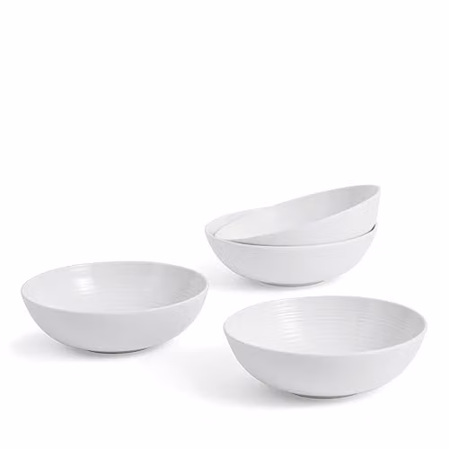 Royal Doulton Gordon Ramsay Maze White Porcelain Cereal Bowls, Set of 4, Diameter: 18 cm