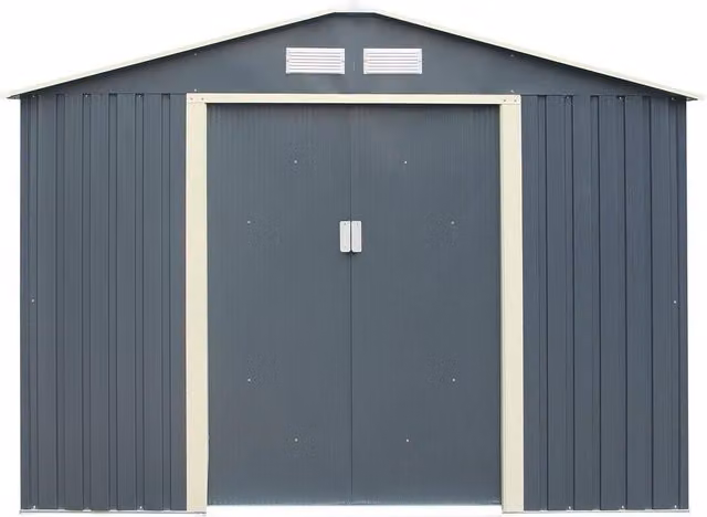 Cheshire Double Door Metal Apex Shed in Dark Grey