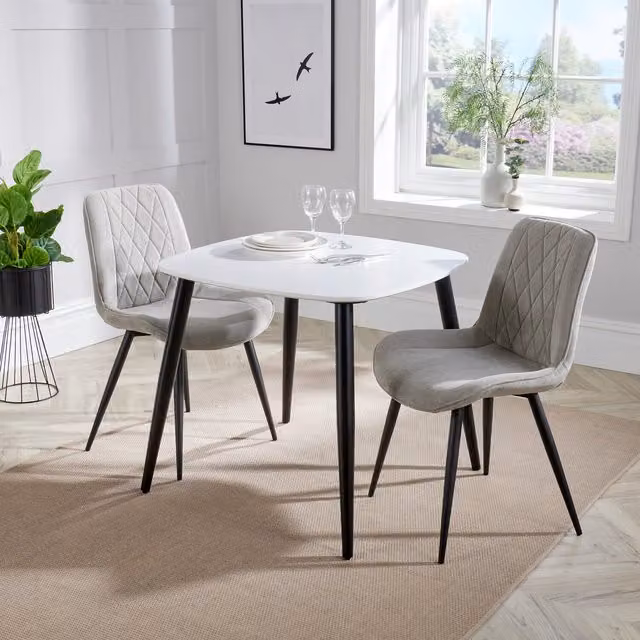 Core Products Ltd Aspen Square Dining Table and 2 Diamond Stitch Chairs in Blue and Natural