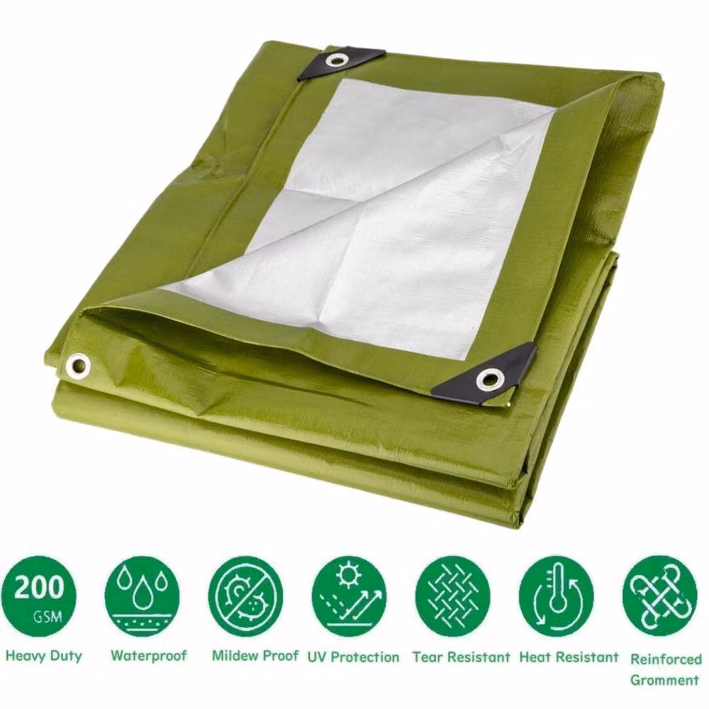 NESTLUNE Green Waterproof Heavy-Duty Tarpaulin with Eyelets – 2
