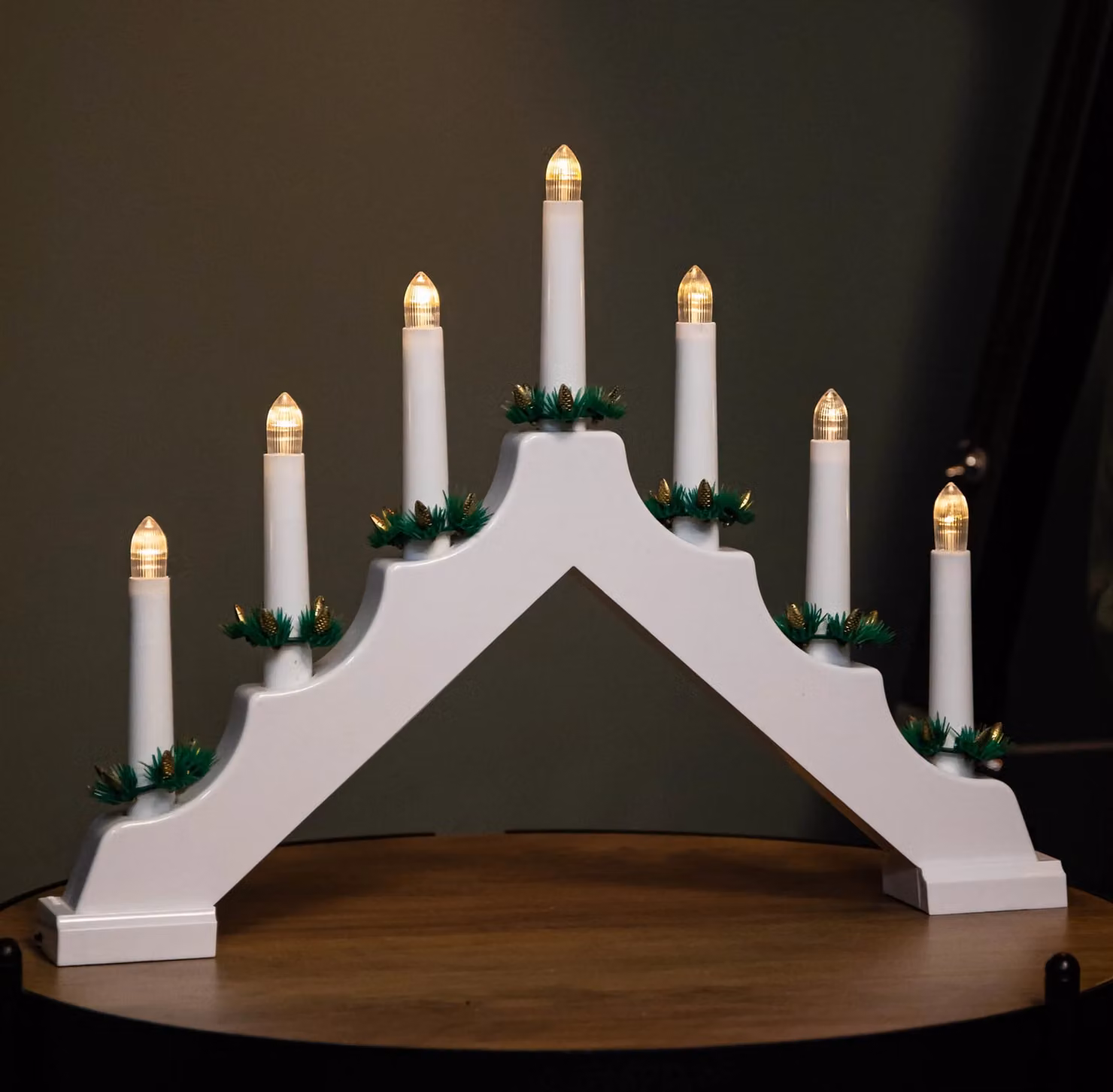 Samuel Alexander White Battery Operated Light Up Christmas Candle Bridge with 7 Warm White LEDs, Height: 41 cm – 3