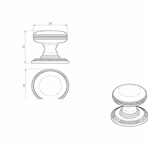 Loops Smooth Ringed Cupboard Door Knob in Brushed Silver, 28mm Diameter – 2