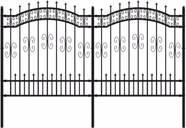 Berkfield Home Garden Fence with Spear Top in Black Powder-coated Steel, Height: 165 cm