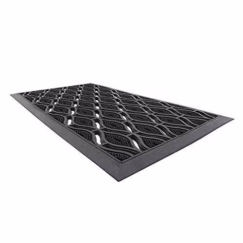 JVL Black Rubber Elipse Eyes Design Weatherproof Doormat, W: 40 cm, D: 70 cm – 4