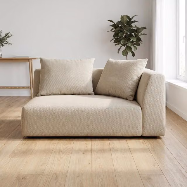 Abakus Direct Tokyo Right Corner Unit in Deep Black Basket Weave with Deep Seat in Warm Beige