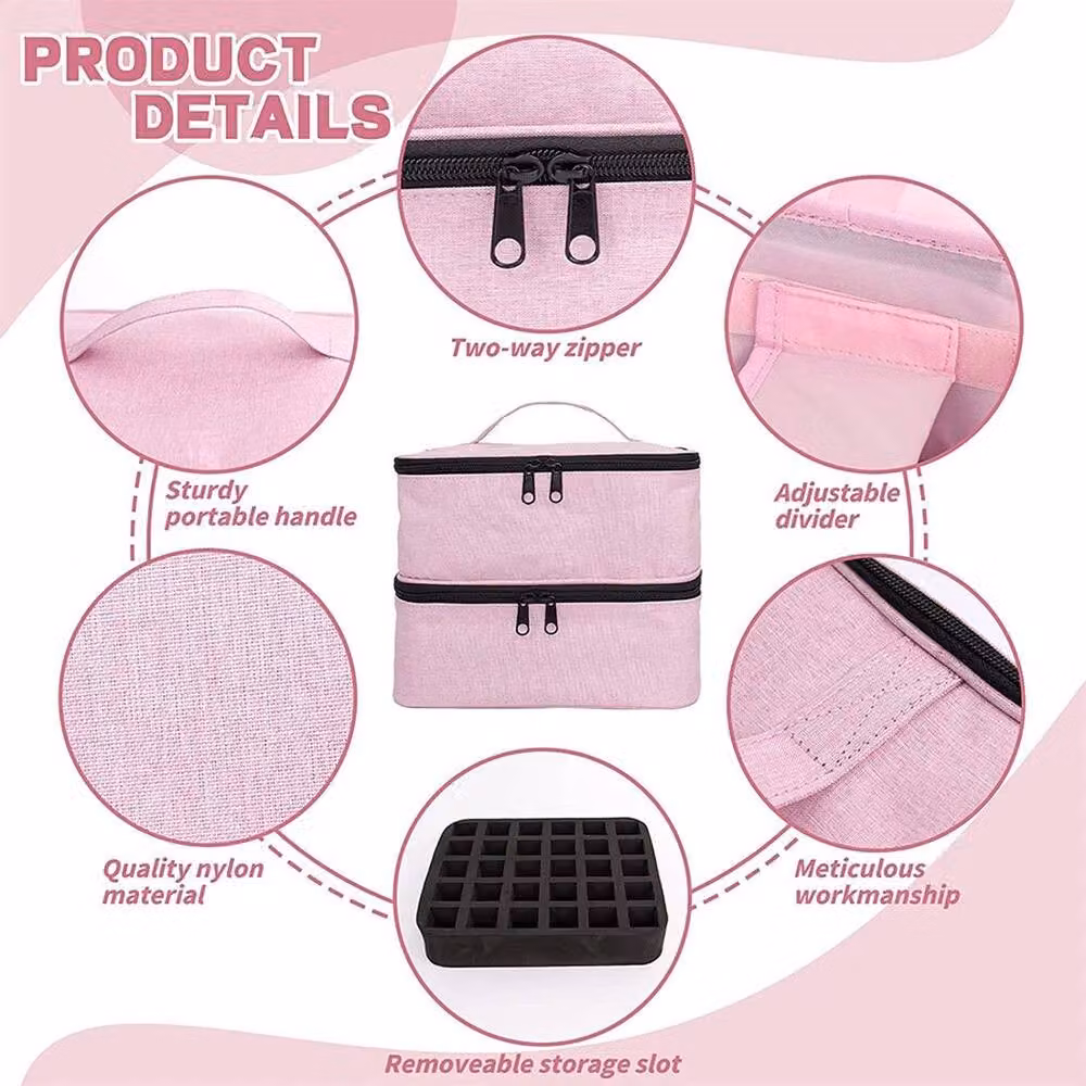 NESTLUNE Pink Nail Polish Carrying Case and Storage Bag – 2