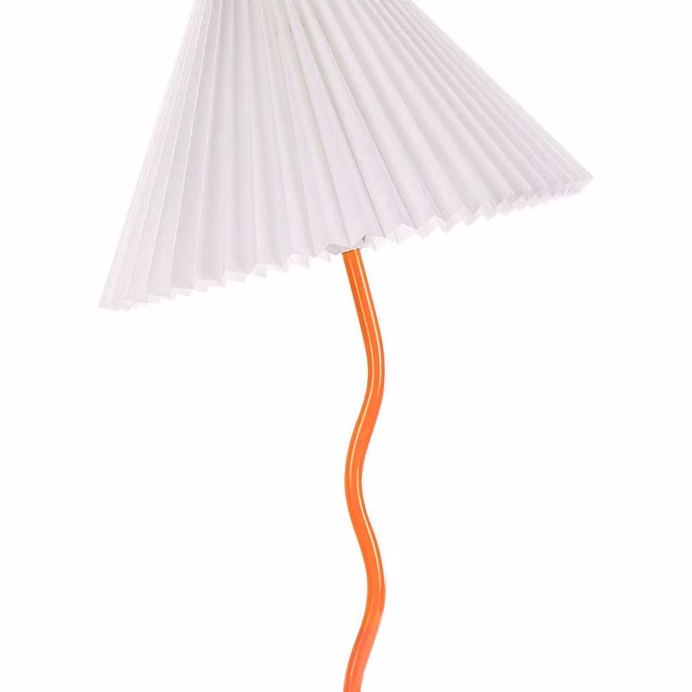 Wyld and Coco Retro Table Lamp with Orange Metal Base and White Pleated Shade – 2