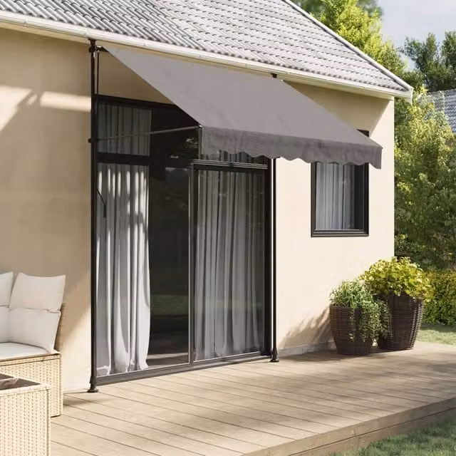 Berkfield Home Retractable Folding Arm Awning in Anthracite and Black, W/D/H: 200 x 150 cm