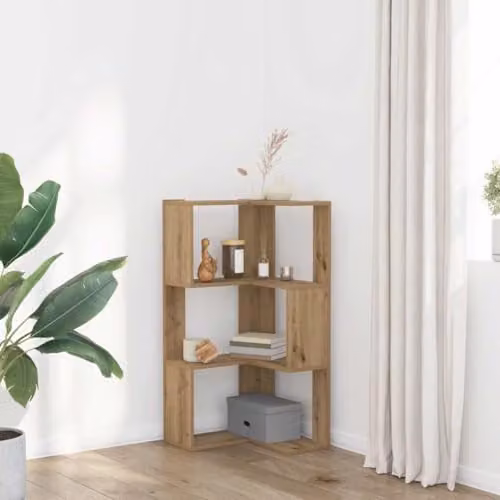 vidaXL 3-Tier Corner Bookcase in Brown, W/D/H: 50 x 50 x 102 cm – 2