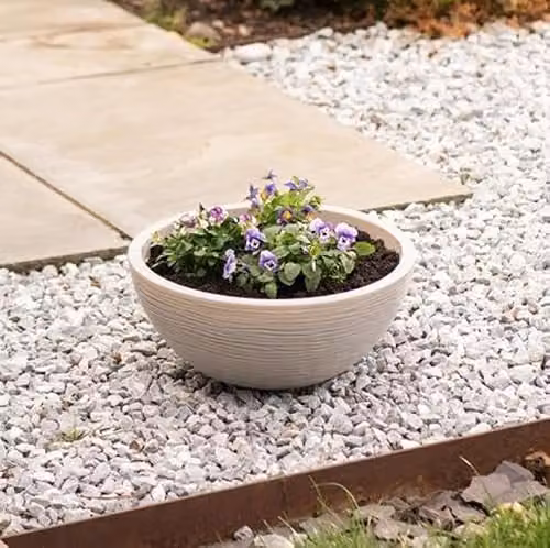 Strata Amalfi Round Plastic Planter, Beige, W/D/H: 42.5 x 40 x 40 cm – 2