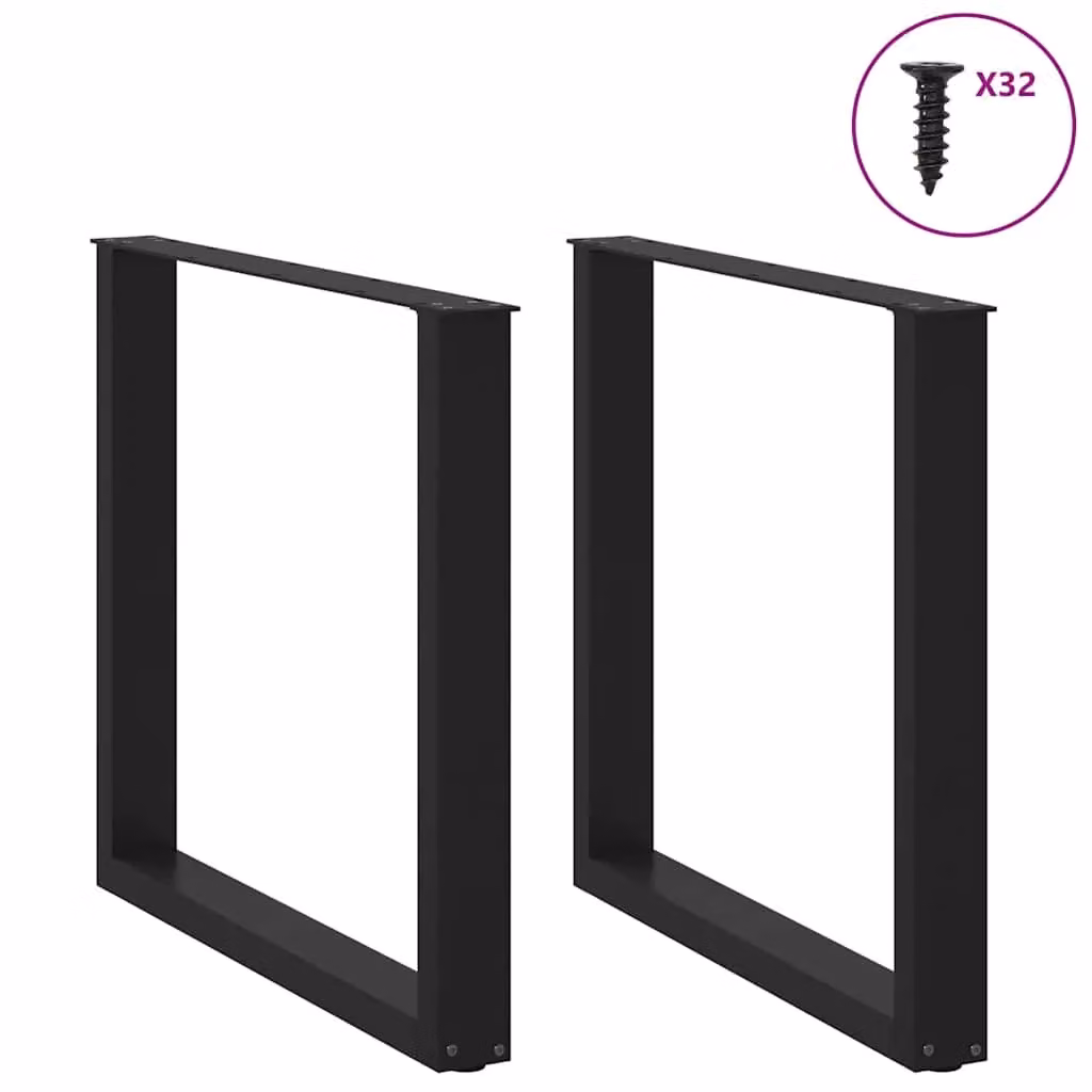 Berkfield Home U-Shaped Steel Coffee Table Legs, Black, H: 72.5 cm, W: 90 cm (Set of 2) – 2