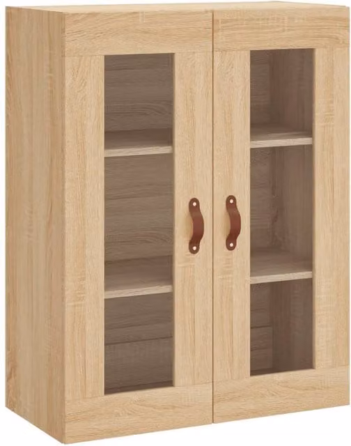 Berkfield Home Wall Mounted Cabinet with Glass Doors in Sonoma Oak, W/D/H: 69.5 x 34.0 x 90.0 cm – 1
