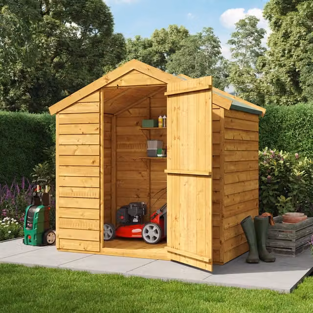 BillyOh Super Saver Overlap Apex Wooden Shed in Brown, W: 122 cm, D: 183 cm