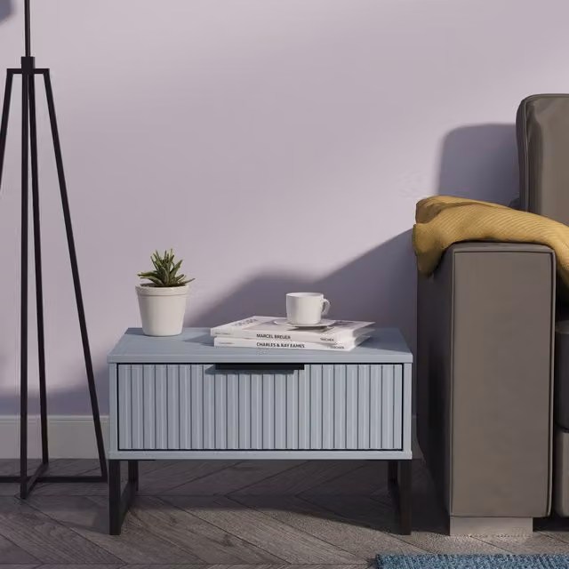 2 U Menai Ready Assembled 1 Drawer Wide Side Table in Light Blue