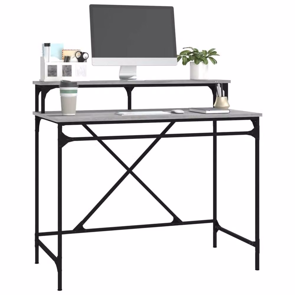 Berkfield Home Computer Desk in Grey Sonoma, W/D/H: 100 x 50 x 90 cm – 3