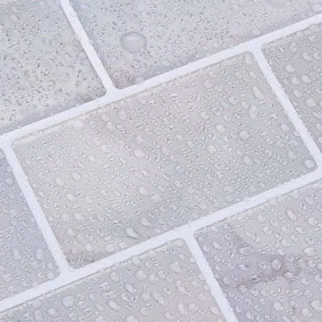 Livingandhome 10-Piece Set of Abstract Marble Effect Adhesive Tile Stickers in Grey