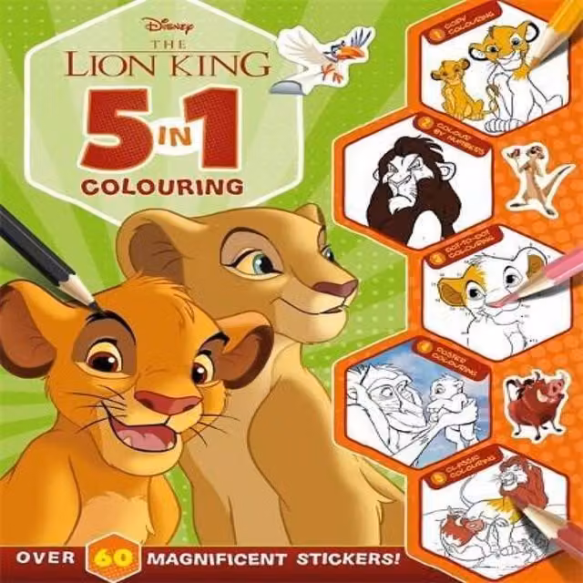Walt Disney The Lion King 5 in 1 Multicolour Colouring Paperback Book