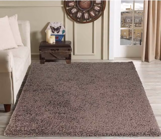 Desire Rugs Plain Shaggy Area Rug, Brown, W/D/H: 120 x 170 cm