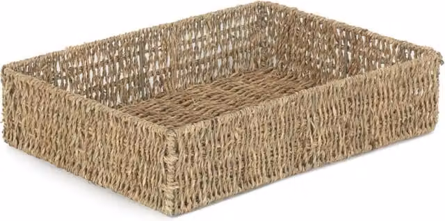 Red Hamper Rectangular Seagrass Tray in Brown