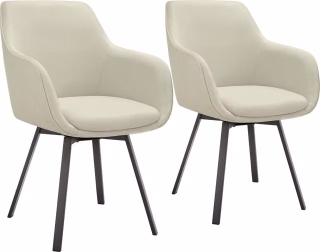 tectake Alicon Padded Swivel Armchair with Large Backrest in Greige Fabric