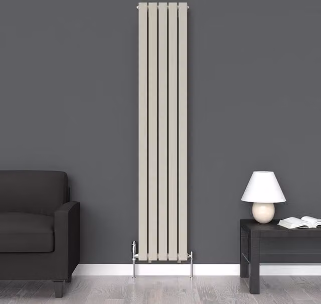 Lux Heat Flat Coloured Vertical Radiator in Dune Grey, H 180 cm x W 35 cm