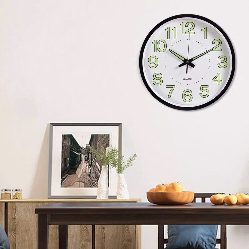 Kelvenix Black Luminous Silent Analog Wall Clock, Diameter: 30 cm – 3