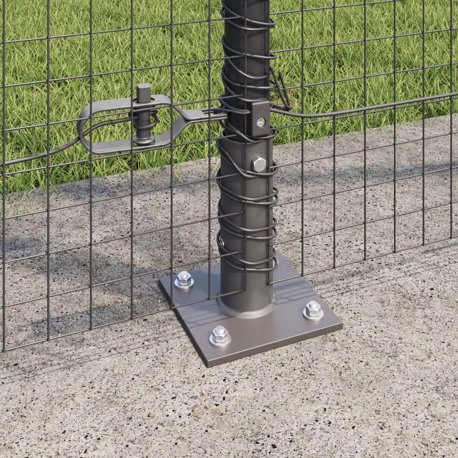 Berkfield Home Set of 2 Grey Galvanised Steel Round Fence Posts – 4