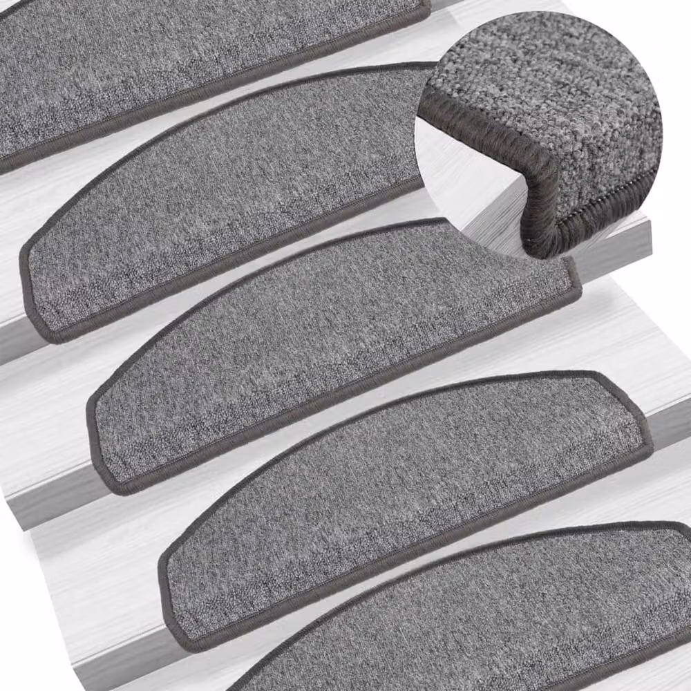 Berkfield Home Self-Adhesive Stair Mats, 10 Pack, Dark Grey, W: 65 cm, D: 24 cm, H: 4 cm – 2