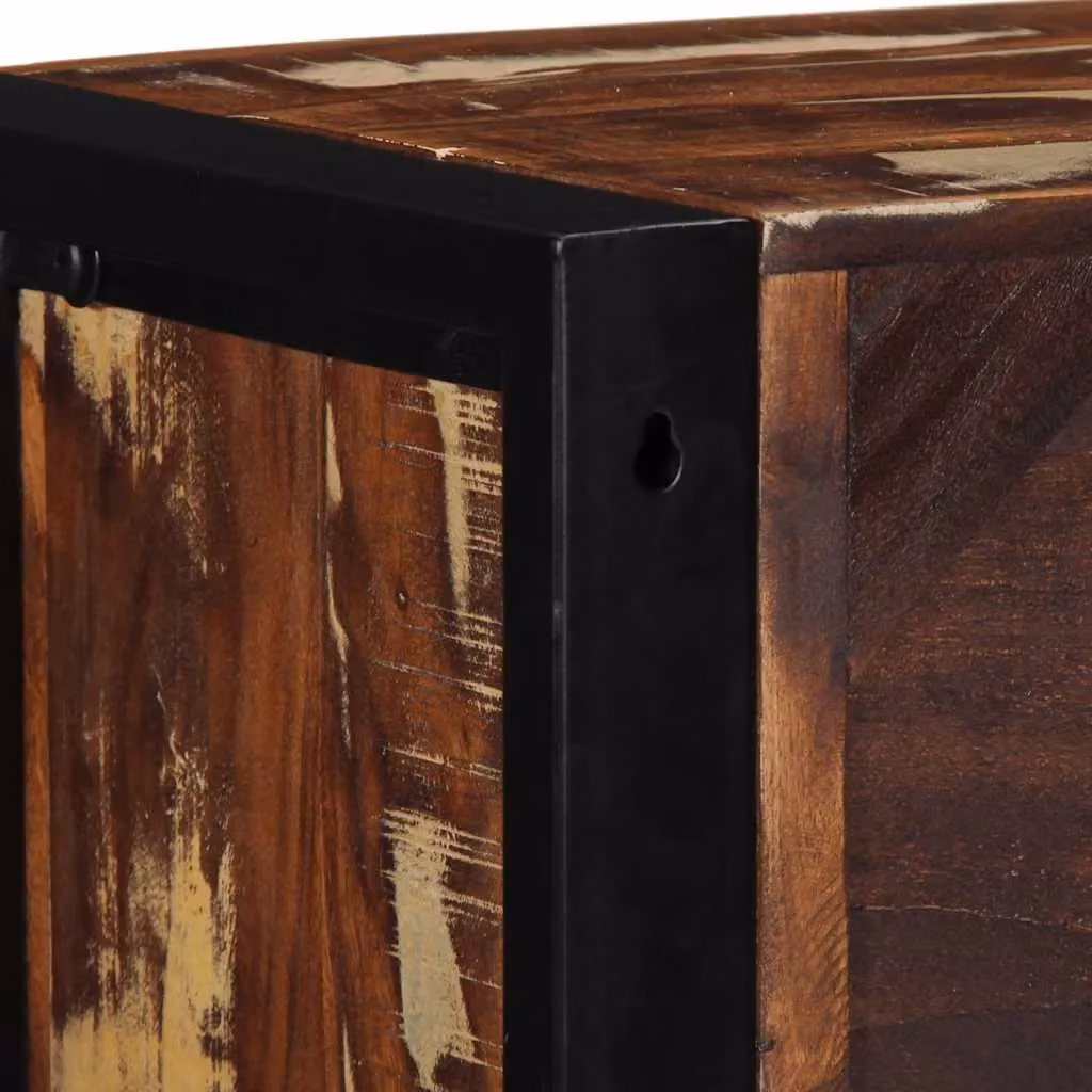 Berkfield Home Multicolour Rustic Reclaimed Solid Wood TV Cabinet, W/D/H: 80 x 30 x 25 cm – 4