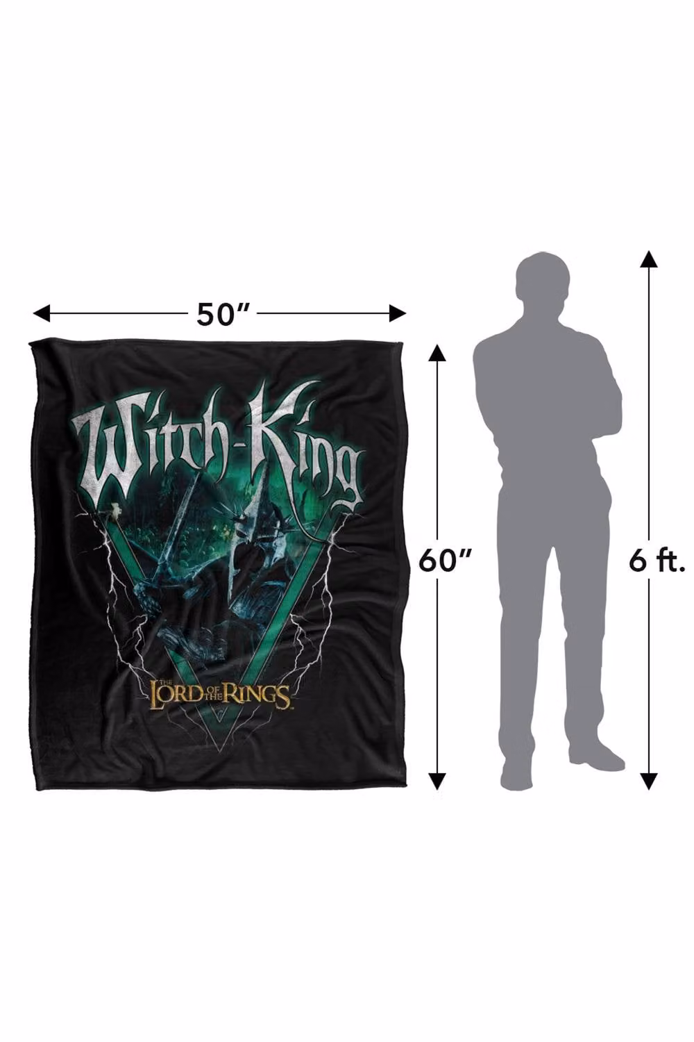 Warner Bros. Lord of the Rings Witch King Heavy Metal Super Soft Fleece Throw Blanket, Multicolour, W: 91.44 cm x D: 147 cm – 8