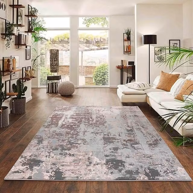 Modern Emperor Abstract Area Rug in Pink, 200 x 200 cm