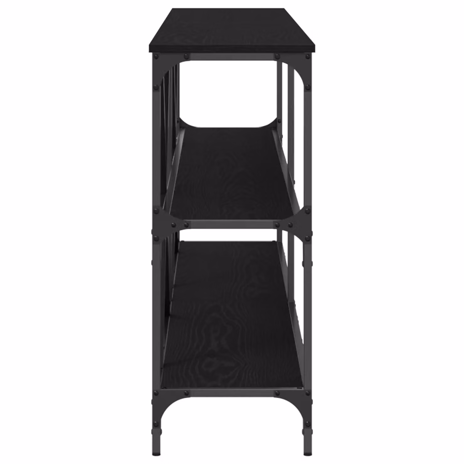 Berkfield Home Modern Black Oak Console Table with Steel X-Frame, W: 200 cm, D: 30 cm, H: 75 cm – 2