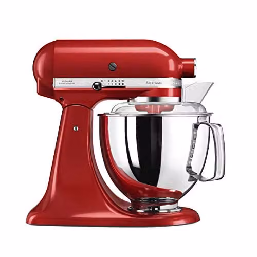 KitchenAid Artisan Stand Mixer in Red and Silver Stainless Steel – 1