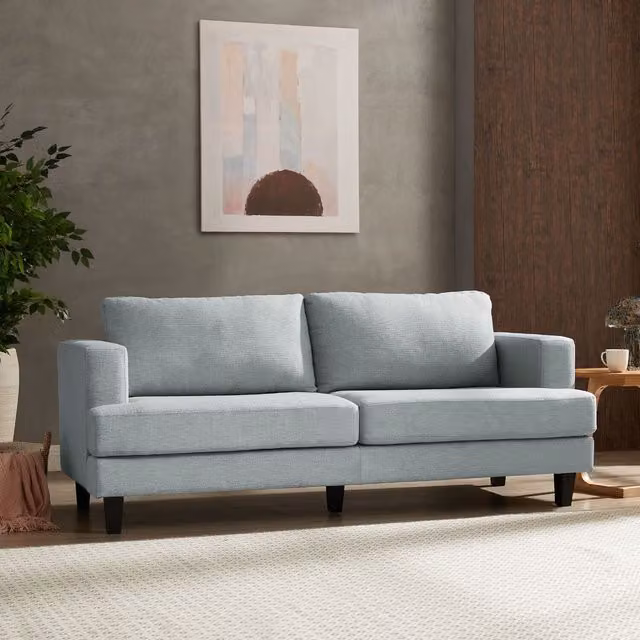 Home Detail Dale 3 Seater Blue Linen Upholstered Sofa – 1