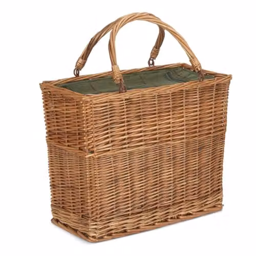 Red Hamper Rectangular Wicker Cooler Basket with Green Tweed Lining in Red, Green and Brown – 1