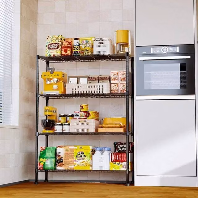 Kelvenix 4-Tier Metal Storage Rack Shelving in Black, W/D/H: 60 x 35 x 137 cm – 1