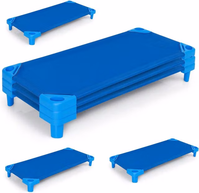 Costway 6-Piece Stackable Naptime Cot Toddler Daycare Rest Mats in Blue, W/D/H: 90 x 190 cm – 1