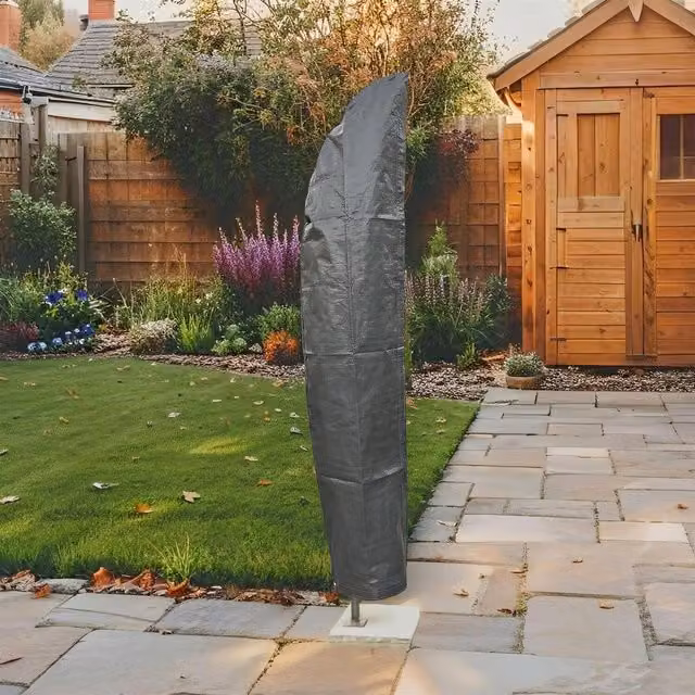 Home Source Heavy Duty Waterproof UV Resistant Parasol Protective Cover in Grey