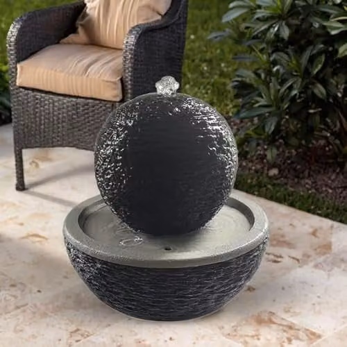 Tranquility Modern Tabletop Water Column Water Feature in Natural Black
