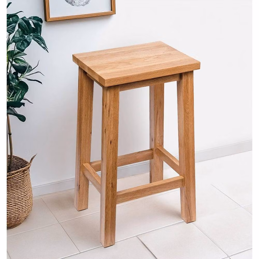 FORGEVIO Solid Oak Breakfast Bar Stool in Light Oak – 2