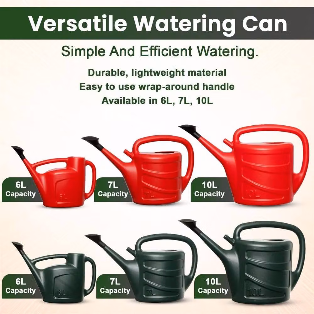 MANTRARAJ 2-Pack Plastic Watering Cans with Detachable Rose Head and Long Spout, 7 l, Red – 2