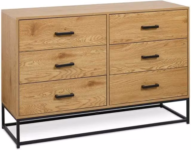 Cheshire Ashford 6 Drawer Chest in Light Oak Effect and Black – 1