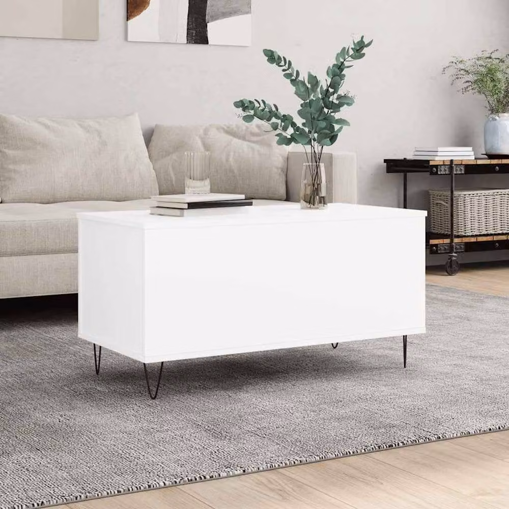 Berkfield Home Modern Coffee Table in White, W/D/H: 90 x 44.5 x 45 cm – 1